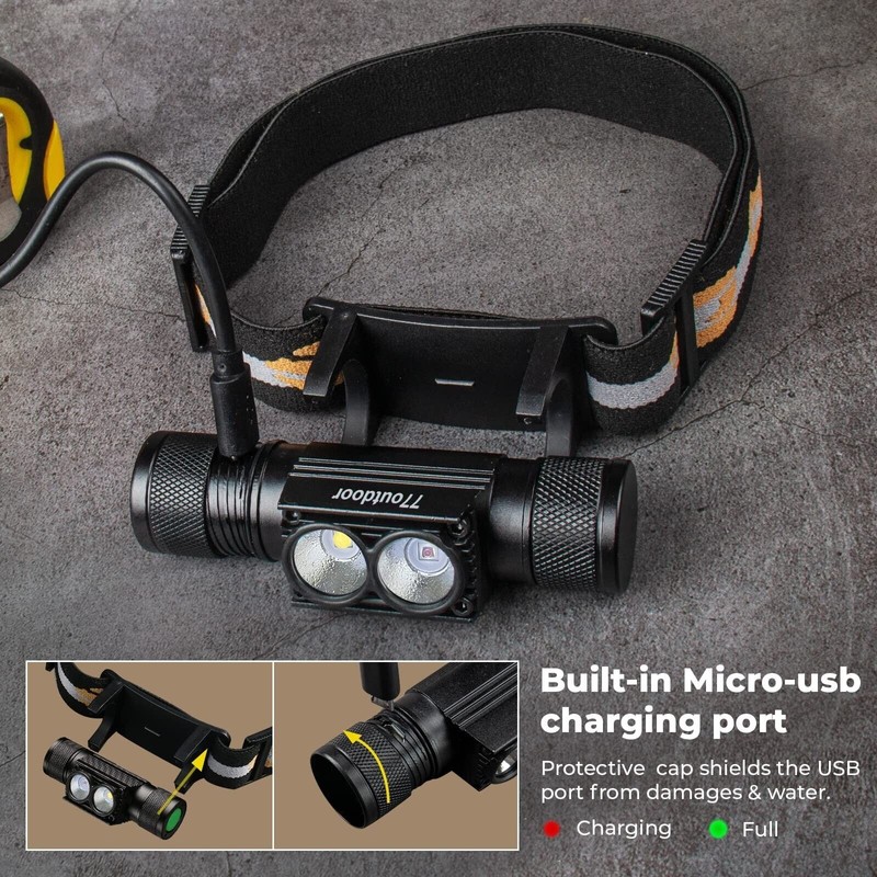 77outdoor LED Rechargeable Red Headlamp, D25LR Powerful Lightweight Head Flas...