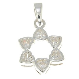 Star of David Pendant with White Hard Crystals with 925 Sterling Silver Necklace, Sterling Silver, Crystal