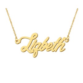 Aoloshow Lizbeth Name Charm Necklace 18k Gold Plated Script Name Necklace Stainless Steel Womens Jewelry Christmas