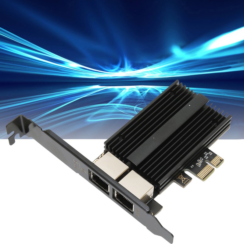 PCIe Network Card 2.5Gbps Dual Port Gold Plated Pin Aluminium
