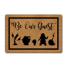 MjiejieM Funny Mats Be Our Guest Indoor Floor Welcome Mat for Entrance Way Rubber Back for Front Door Indoor Outdoor Cute Rugs 23.6"(L) x 15.7"(W)