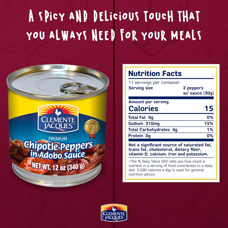 Clemente Jacques Chipotle Peppers in Adobo Sauce, 12 oz (Pack