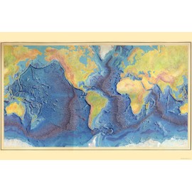 24"x36" Gallery Poster, Heezen-Tharp World ocean floor map by Berann 1977