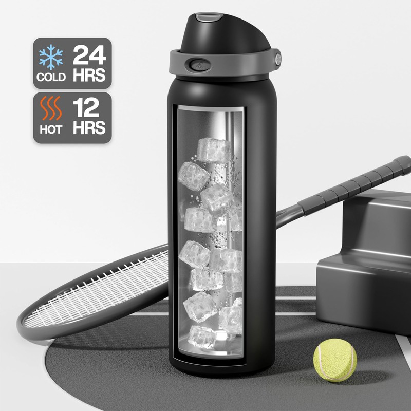 POWCAN 40 oz Insulated Water Bottle for Men: Push-Button Spout