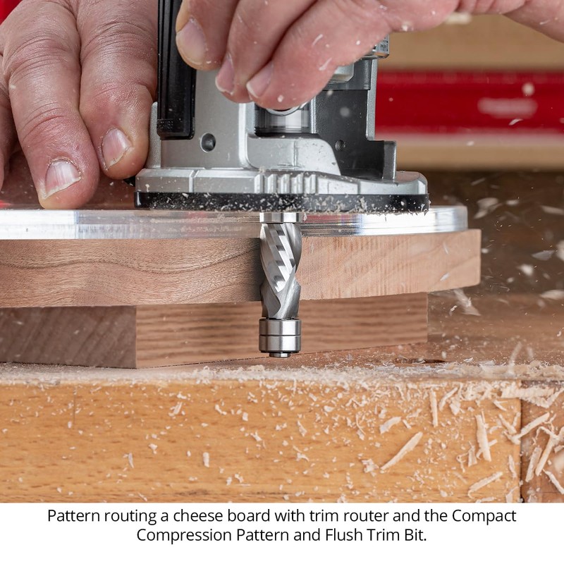 Ultra-Shear Solid Carbide Flush Trim Router Bit, 1/2" CD, 1/4"