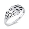 Oxidized Filigree Cross Swirl Christian Ring 925 Sterling Silver Band
