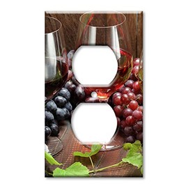 Art Plates Over Sized Outlet Cover/Oversize Outlet Switch Plate - Wine with Grapes