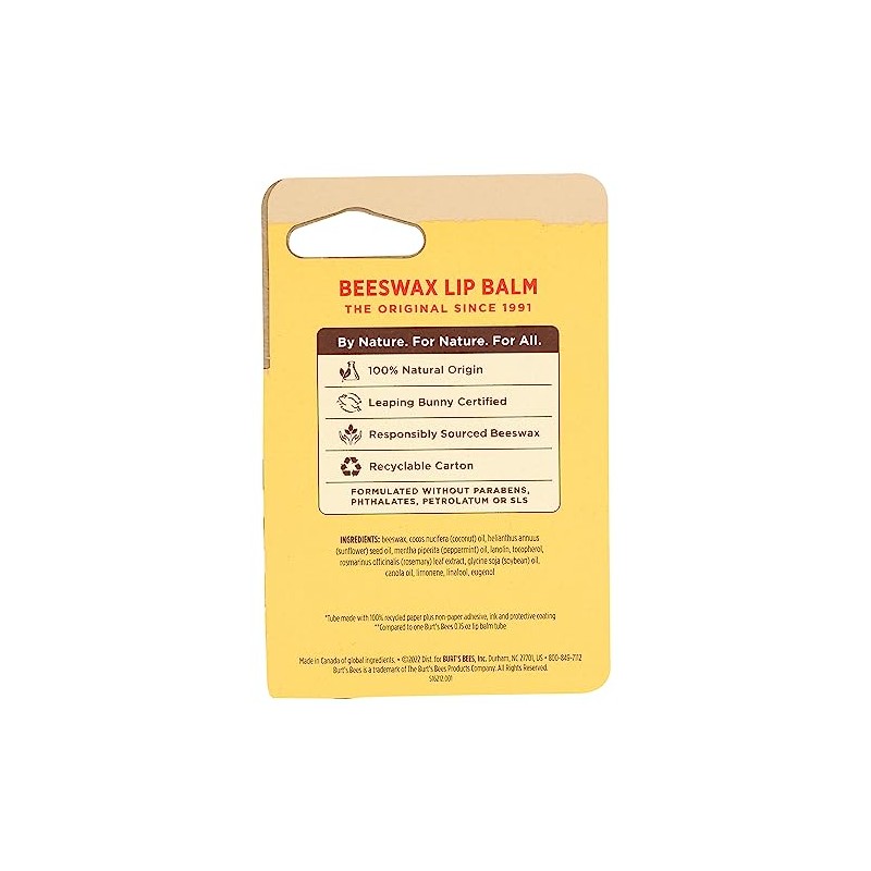 Burts Bees, bálsamo labial cera de abejas original, 0.34 onzas