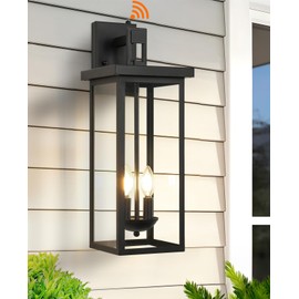 tewei 22 Inch Large Outdoor Wall Lights, Dusk to Dawn Exterior Lighting Fixtures Black Modern Porch Light Outdoor Wall Lantern Sconce Lights for House Garage with Clear Glass Shade, E26 Base, 1 Pack