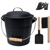 Poofzy Ash Bucket with Lid and Shovel, 1.3 Gallon Fireplace