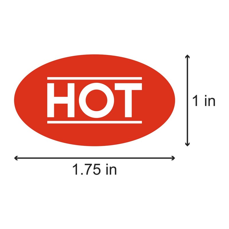 HOT Sticker Label - Red HOT Sticker for Food, Groceries,