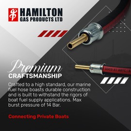 Hamilton Gas Products Marine Boat Fuel Hose - 24" | Marine Fuel Hose Assembly Fitted with 1/4" Brass Standpipe Connections | for Boat Engines & Fuel Systems