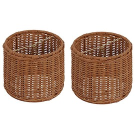 Upgradelights Wicker Chandelier Set of 2 Lamp Shade 5 Inch Retro Drum, Clips Onto Bulb. 5x5x4.5