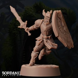Arcane Minis Umbriel Dark Elf Paladin - Pose 1a | Sordane Publishing | D&D Miniature