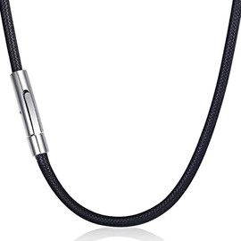 Leather Cord Chain, Leather Chain for Men and Women, 2 mm Necklace Men without Pendant, Faux Leather Necklace, 46 cm Black Necklace, Men's Gifts for Men, Women, Family, Lovers, Friends, No, No