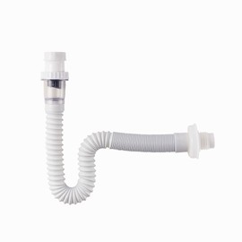 Leirsdam 1-1/4" Expandable Flexible Universal Drain, Odor Resistant Universal Washbasin S Tube Sink Drain Tube P Trap Tube (Plastic/White)
