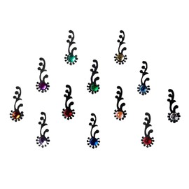 Comet Busters Beautiful Black Bindi With Multicolor Stones