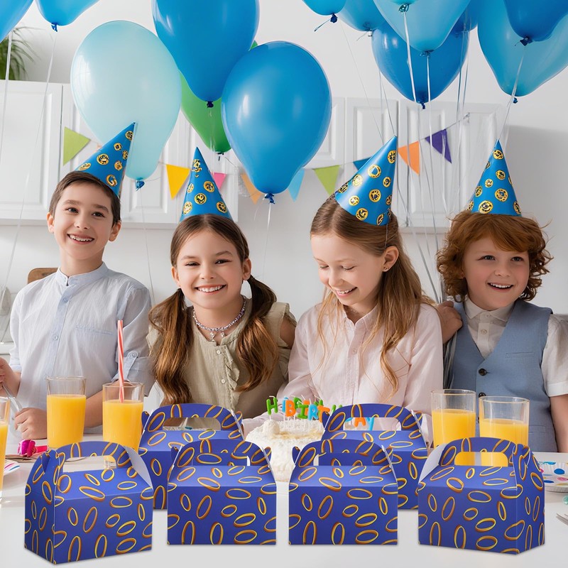 AmazingSpark 12 Pcs Blue Candy Bags with Printed Gold Rings