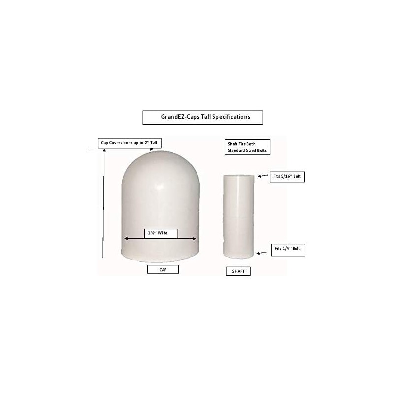 Grand-EZ Tall Toilet Bolt Caps -Pair, No Need To Cut