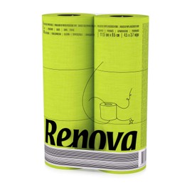 Renova Lime Green Toilet Paper 3-Ply - Ideal for Decorating Your Home or Office - Pack of 6 Compact Rolls- 140 Sheets - Eco-label Certified - Dermatologically Tested - Septic Safe - Sustainable & Soft