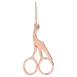 Tijeras de Costura Vintage, Acabado Rose Gold con Patrón Grulla, Acero Inoxidable para Bordado, Patchwork y Manualidades, 11.5 cm para Costureras