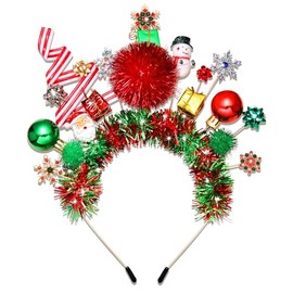 NVENF Christmas Headband for Women Xmas Bow Headbands Red Green Holiday Ornament Headbands Christmas Accessories Outfits Costume Ugly Sweater Party Decors Holiday Gifts (Pattern H)