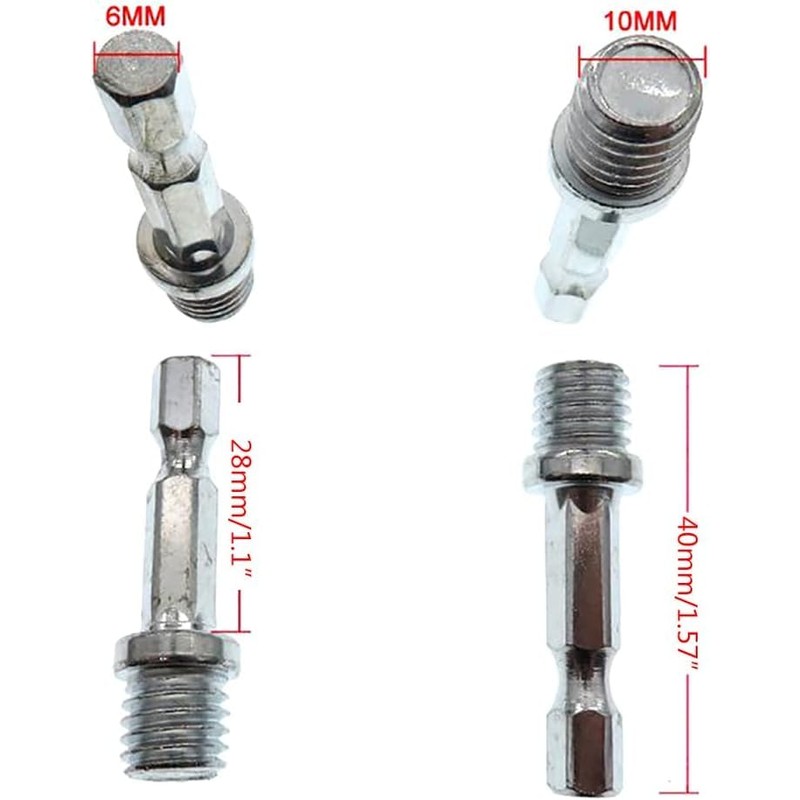 2Pcs Electric Drill Accessories Outer Hexagon Conversion Rod M10+M14 Woodworking