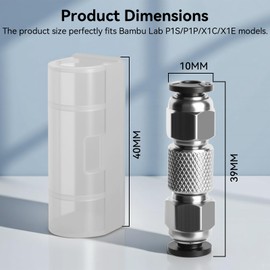 3PCS PTFE Tube Connector Stainless Steel Bowden Coupler Compatible with Bambu Lab X1/X1C/X1E/P1P/P1S 3D Printers High Temperature Resistant 3D Printer Accessories