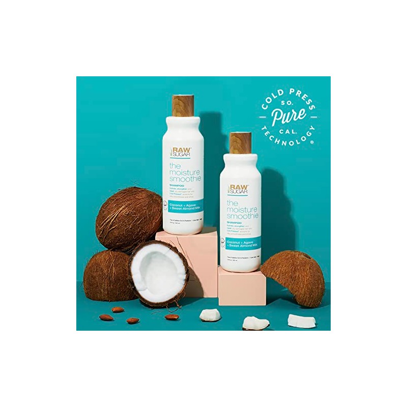 RAW SUGAR, Moisture Smoothie, Shampoo, para Cabello Dañado, Hidrata y