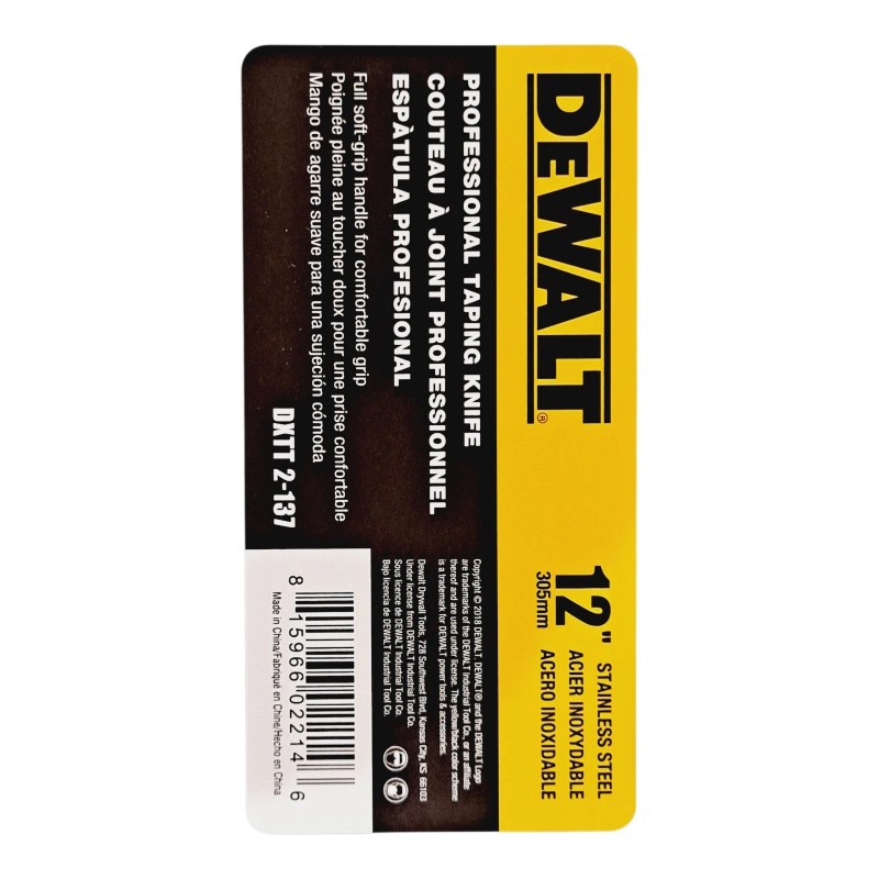 DEWALT 12" Drywall Taping Knife Stainless Steel | DEWALT |