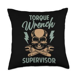 Torque Wrench Supervisor - Funny Mechanic Car Guy Garage Throw Pillow