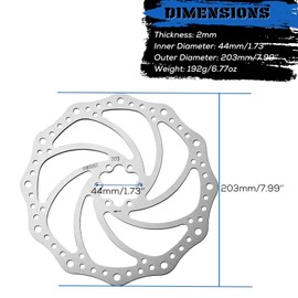 Corki Cycles Bike Disc Brake Rotor with 6 Bolts for Mountain Road Bike 1 Pcs 140mm 160mm 180mm 203mm- Round Hole 203mm