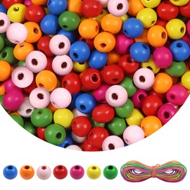 TOAOB 300 Pieces Natural Round Colourful Wooden Beads Set 12 mm Round Wooden Beads Crafts with Hole for DIY Jewellery Making