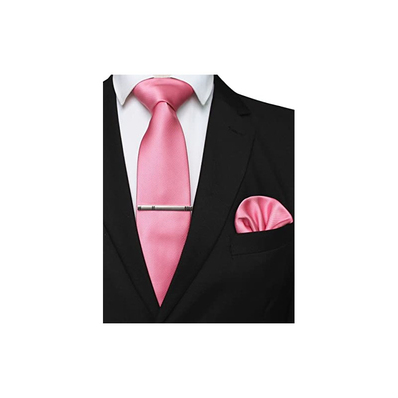JEMYGINS Mens Silk Tie & Tie Clips & Pocket Bar