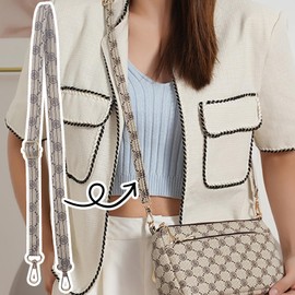 KASESSS 2 Pieces Bag Straps for Crossbody Handbags PU Leather, Mini Handbag Strap, Adjustable 60-125cm Handbags Straps Crossbody, Shoulder Strap for Bags, Replacement Handbag Straps (Brown,White)