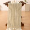 Socomi Beige 14ft Cheesecloth Table Runner 29x170 Inches Boho Rustic