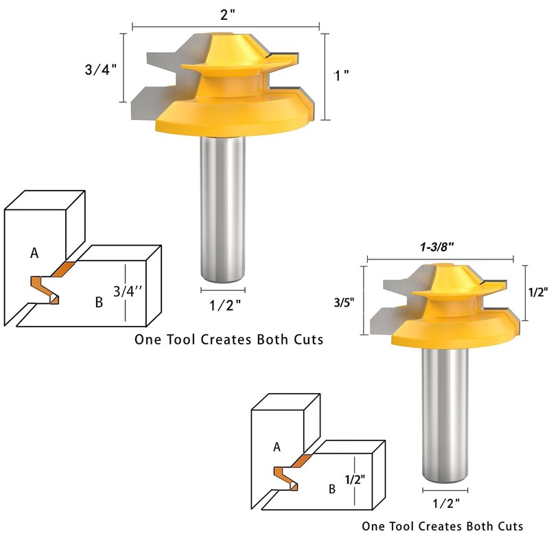 1/2 Inch Shank Tongue and Groove Router Bit Tool Set