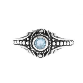 Windalf Vintage Women's Silver Ring Amara 8 mm Viking Jewellery Ring Topaz Crystal Ring 925 Sterling Silver, Fabric, Cubic Zirconia