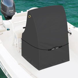 Caminor Boat Center Console Cover, 1200D Waterproof Center Console Cover for Boat with Windproof Elastic Strap, Heavy Duty Marine Grade Polyester Boat Console Cover, Black, 40" L x 46" W x 45" H