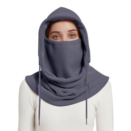 Winter Balaclava Face Mask Cover Women Men Warm One-Piece Fleece Hat Scarf Windproof Thermal Sports Cap for Cold Weather, Dark Grey, One Size