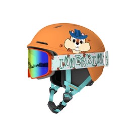 InnerKing Kids Ski Helmet and Goggles, Lightweight Boys Ski Helmet, Reinforced PC Shell & Shock-Absorbing EPS Foam & Soft Lining, Girls Snowboard Helmet 10 Vents, Snow Sport Helmets for Teens - Orange