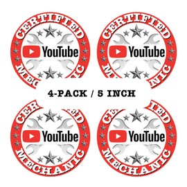 Certified YouTube Mechanic Decals Sticker 5 inch / 4 Pack