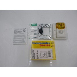 Gentex GECA24PWW Wall Mount Fire Alarm Horn/Strobe White 24VAC Amber Lens