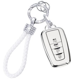 for Toyota Key Fob Cover with Keychain,Soft TPU Key Case Compatible with Highlander Corolla Avalon C-HR Prius GT86 Key Case