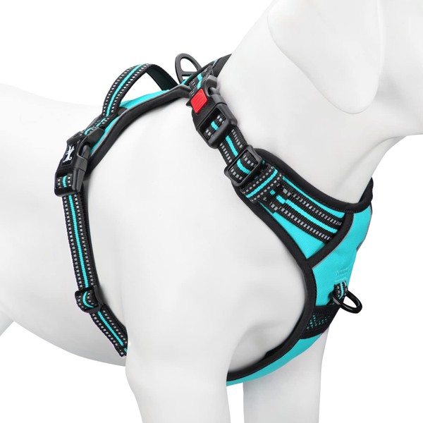 PoyPet No Pull Dog Harness, [Release on Neck] Reflective Adjustable