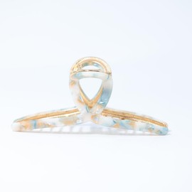 Honger Extra-Large Acetate Hair Claw for Women and Girls with Pearl and Gold-Tone Finish, Lightweight Design, 5.5 x 2.5 Inches, Ocean Marble - Color: Ocean Marble