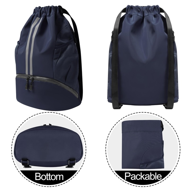 CHEPULA Drawstring Gym Bag, Large Sports Backpack String Swim Drawstring