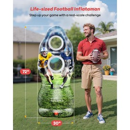 QPAU Dual-Hole Inflatable Football Target for Kids & Adults – Life-Size Backyard Game with 4 Balls, Scoreboard & Pumps – Outdoor Toy for Boys, Girls, Sports Training & Family Fun