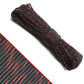 PWPAM 31m Paracord Rope 4mm Parachute Cord 11-Strand Core Tested to 550lb Paracord Ideal for Crafting, DIY, Camping, Survival, Outdoor (Black Red 11-Strand, 31m/100ft)