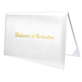 MyGradDay Imprinted Diploma Cover 8.5x11 Diploma Holder Graduation Certificate Cover Smooth Leather Letter Size White